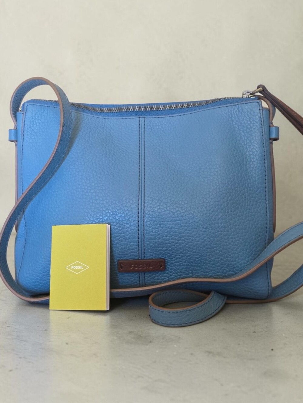 FOSSIL Blue  Leather Crossbody Bag New